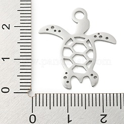 変色しない304ステンレススチールペンダント  レーザー切断  ステンレス鋼色  海の動物の魅力  カメ  24x23x1mm  穴：3mm&nbsp;STAS-B056-10P-05