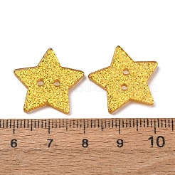 2穴透明樹脂ボタン  スター  スパンコール入り  きいろ  19x20x2.3mm  穴：1.6mm&nbsp;RE-CBAEB16-09
