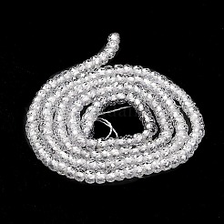 立方晶ジルコニアビーズ連売り  ファセットロンデル  透明  3x2mm  穴：0.6mm  約164~172個/連  14.57~14.88インチ（37~37.8cm）&nbsp;ZIRC-G001-01D