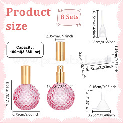 空の香水ガラス瓶キット8個  ラウンド  淡いバイオレットレッド  6.75x8.05cm  容量：100ml（3.38fl.oz）&nbsp;AJEW-TN0001-02