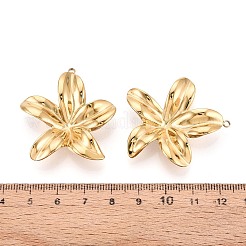 304ステンレスペンダント  花のチャーム  イオンプレーティング（ip）  18KGP本金メッキ  38~39x36~36.5x7~8mm  穴：1.8mm&nbsp;STAS-T068-104G