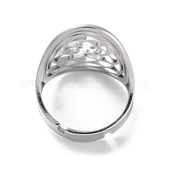 女性用304ステンレススチールオープンリング  中空バラ  ステンレス鋼色  24.5mm  内径：17.5mm&nbsp;RJEW-S240-03P