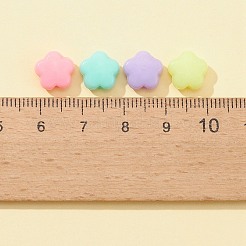 120個の不透明なアクリルビーズ  花ビーズ  ミックスカラー  9x9.5x4mm  穴：2mm&nbsp;SACR-FS0001-16