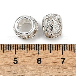 真鍮製のラインストーンビーズ  ロンデル  クリスタル  銀  10.5x7.5mm  穴：5mm&nbsp;KK-U071-01S