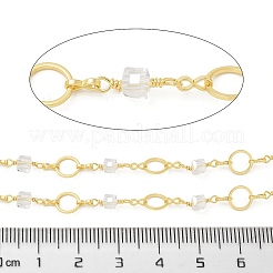 Rack Plating Brass Glass Link Chains&nbsp;CHC-P012-10G-01