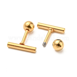 イオンプレーティング（IP）304ステンレススチールスタッドピアス  軟骨ピアス  コラム  ゴールドカラー  10x2mm&nbsp;EJEW-Z034-04B-G