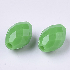 不透明なアクリルビーズ  オーバル  多面カット  ミックスカラー  10x7mm  穴：1.6mm  約1600個/500g&nbsp;SACR-R245-07