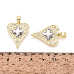 Valentine's Day Brass Micro Pave Clear Cubic Zirconia Pendants&nbsp;KK-T080-35G-02
