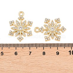 クリスマス合金ラインストーンペンダント  スノーフレークチャーム  ラックめっき  ゴールドカラー  23.5x18x3mm  穴：1.8mm&nbsp;FIND-B059-06G-03