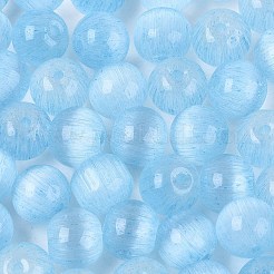 Fgbグレードaドローベンチスタイルガラスシードビーズ  ラウンド  模造キャットアイビーズ  ライトスカイブルー  9.5mm  穴：1.4~1.6mm  約420個/ポンド&nbsp;SEED-Q040-10MM-18