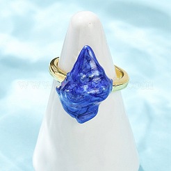 女性用真鍮エナメル調節可能カフリング  18KGP本金メッキ  カドミウムフリー＆ニッケルフリー＆鉛フリー  ミックスカラー  シェル形状  シェル形状：20x14mm  内径: 調節可能&nbsp;RJEW-G357-01C