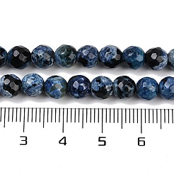 ファイヤーアゲートクラックルビーズ連売り  染め＆加熱  ラウンド  多面カット  プルシアンブルー  5.5~6mm  穴：1mm  約66個/連  14.37''~14.57''（36.5~37センチメートル）&nbsp;G-C082-A01-31