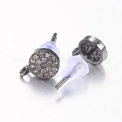 Brass Micro Pave Cubic Zirconia Stud Earring Findings&nbsp;ZIRC-E132-11B-B