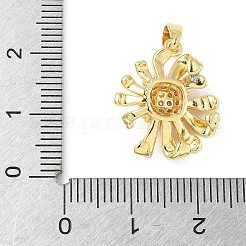 真鍮製マイクロパヴェキュービックジルコニアペンダント  カドミウムフリー＆鉛フリー  花  18KGP本金メッキ  19.5x16.5x5mm  穴：3x5mm&nbsp;X-KK-D357-18G