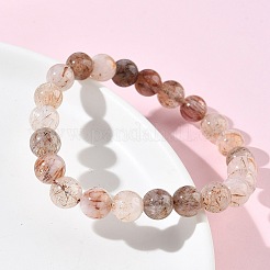 天然ルチルクォーツラウンドビーズストレッチブレスレット（女性用）  ビーズ：7.8~8.8mm  内径：2.01~2.09インチ（5.1~5.3cm）&nbsp;BJEW-Z158-03D-03