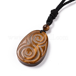 Adjustable Natural Mixed Gemstone Teardrop with Spiral Pendant Necklace with Nylon Cord for Women&nbsp;NJEW-L171-04