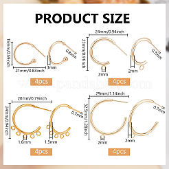 16Pcs 4 Style Brass Ring Stud Earring Findings&nbsp;KK-BC0013-48