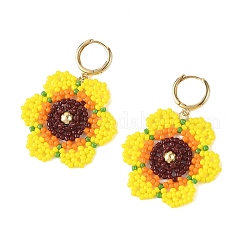 Glass Seed Bead Hoop Dangle Earrings&nbsp;EJEW-MZ00772