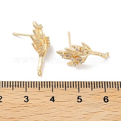 Brass Micro Pave Cubic Zirconia Stud Earring Findings&nbsp;KK-E107-11G