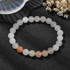 8mm Round Natural Golden Silk Jade Beaded Stretch Bracelets for Women&nbsp;BJEW-JB10924
