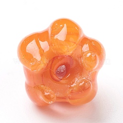 手作りランプワークビーズ  花  オレンジ  11x12mm  穴：2mm  約30個/連  12.40インチ（31.5cm）&nbsp;LAMP-J092-02F