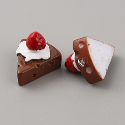 不透明樹脂ペンダント  プラチナトーンの鉄ループ付き  いちごケーキチャーム  サドルブラウン  27.5x21.5x19.5mm  穴：2mm&nbsp;RESI-CJC0020-20E