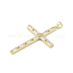 18k ゴールドメッキ真鍮製ガラスペンダント  クロス  透明  46x29x3mm  穴：3.5x4.3mm&nbsp;KK-A209-05E-G