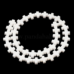 合成サンゴビーズ連売り  染め  クロス  ホワイト  7.5~8.5x8~9x3~3.5mm  穴：1mm  約40個/連  12.5インチ〜12.7インチ（31.8~32.3cm）&nbsp;LS-CORA-L044-A01