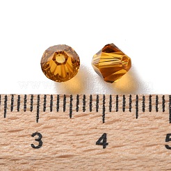 K9ガラス  模造オーストリアクリスタルビーズ  多面カット  双円錐形  オレンジ  6x6x6mm  穴：0.9mm&nbsp;GLAA-R001-08-20
