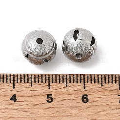 真鍮ビーズ  中空  テクスチャラウンド  プラチナ  10mm  穴：1.8mm&nbsp;KK-K339-14P