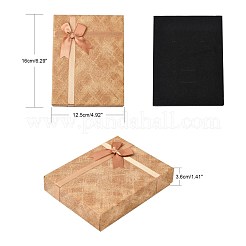 厚紙のジュエリーセットボックス  内部のスポンジパッド付き  長方形  バリーウッド  16x12.5x3.6cm&nbsp;CBOX-G016-A02