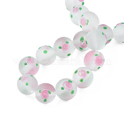 Handmade Frosted Lampwork Beads Strands&nbsp;LAMP-N021-39C