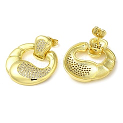 Double Corn Brass Dangle Stud Earrings with Cubic Zirconia&nbsp;EJEW-G373-02G