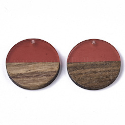 Transparent Resin & Walnut Wood Pendants&nbsp;RESI-S358-02B-H50
