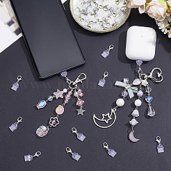 50 個のプラスチックモバイル防塵プラグ  合金製カニカン付き  プラチナ  透明  24mm&nbsp;HJEW-SC0003-20C