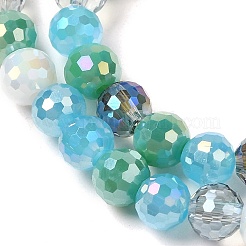 電気メッキガラスビーズセット  多面カット  ラウンド  ディープスカイブルー  6mm  穴：1mm  約100個/連  21.46インチ（54.5cm）&nbsp;X-EGLA-C007-01D
