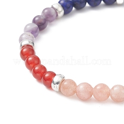 Natural Mixed Gemstone Round Beaded Stretch Bracelets&nbsp;BJEW-JB09399