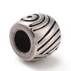 304ステンレススチールヨーロピアンビーズ  大穴ビーズ  ドラム  アンティークシルバー  10x12mm  穴：6mm&nbsp;STAS-M301-20AS