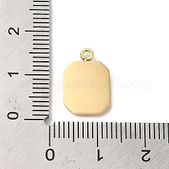 304ステンレスペンダント  エナメル  14KGP本金メッキ  八角形チャーム  ブラック  15x10x1.5mm  穴：1.5mm&nbsp;STAS-L022-253