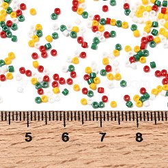 4色11/0クリスマスミユキデリカシードビーズ  不透明な  db200、db656、db723、db1132  ミックスカラー  1.6x1.3mm  穴：0.8mm  約10000個/50g&nbsp;SEED-X0058-21