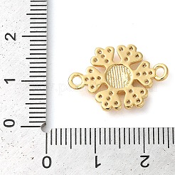 Rack Plating Brass Micro Pave Clear Cubic Zirconia Snowflake Links Connector Charms&nbsp;KK-K385-085G