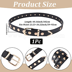 Black PU Imitation Leather Chain Belts&nbsp;AJEW-WH20070-318A