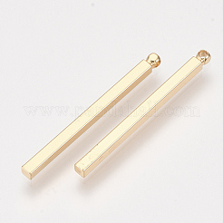 真鍮バーペンダント  長方形  18KGP本金メッキ  30x2x2mm  穴：0.8mm&nbsp;KK-S348-384C