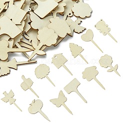 60個 12スタイル木製ピース  DIY木工サプリメント  混合図形  59x23~36x2.5mm  5個/スタイル&nbsp;WOOD-CJ0002-05