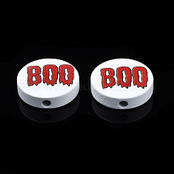 Halloween Printed Natural Wood Beads&nbsp;WOOD-T021-101