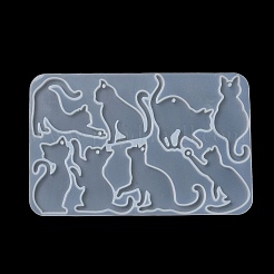 猫の形 DIY ペンダント シルエット シリコン型  レジン型  UVレジン用  エポキシ樹脂工芸品作り  91x140x4mm  穴：1.8mm  内径：40~56x22~55mm&nbsp;SIL-F010-01