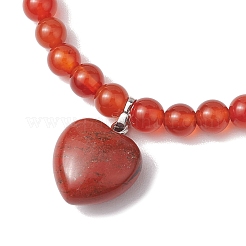 2pcs 2 Styles 6mm Round & Chip Natural Red Agate Beaded Stretch Bracelet Sets&nbsp;BJEW-TA00517-01