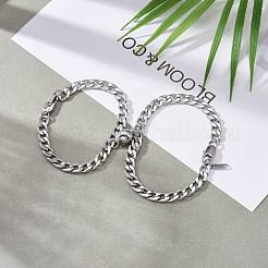 変色しにくい304ステンレススチールカーブチェーンブレスレット  カップルのブレスレット  マグネットクラスプ付き  ステンレス鋼色  8-1/8インチ（20.5cm）  9-1/8インチ（23cm）  2個/セット&nbsp;BJEW-JB06276