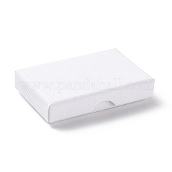 ペーパー スポンジ マット ネックレス ボックス  長方形  ホワイト  8x5x1.7cm  内径：7.2x4.3x1のCM&nbsp;OBOX-G018-02C