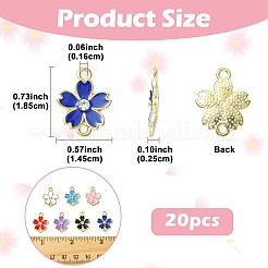 20Pcs Alloy Enamel 5-Petal Flower Connector Charms&nbsp;FIND-YW0009-33A